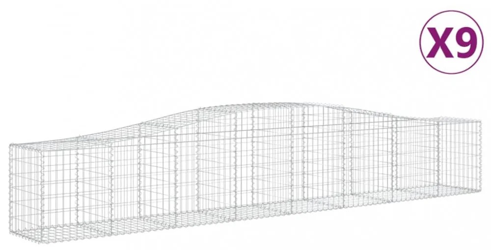 9 db íves horganyzott vas gabion kosár 400x50x60/80 cm