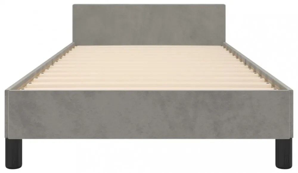 világosszürke bársony ágykeret matrac nélkül 100x200 cm