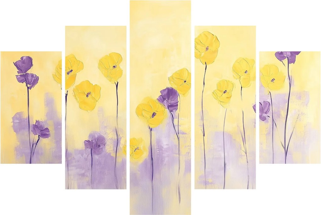 Kép - Lila és sárga virágok (150x105 cm)