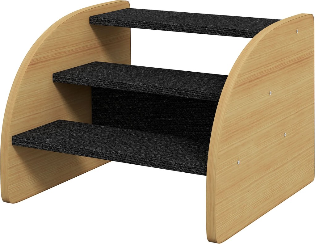 PawHut 3 Lépéses Kisállat Lépcső 30 cm Magas Oldalfalú Kutyarámpa Kisméretű Kutyák és Macskák Számára Ágyhoz, Kanapéhoz, Hézaghoz és Autóhoz Tölgy | A