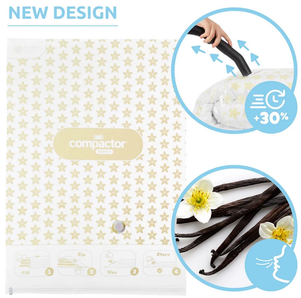 Vákuumtároló zsákok tömörítő készlete Compress LVanilla 100 l, 70 x 100 cm, 5 db, 5 db