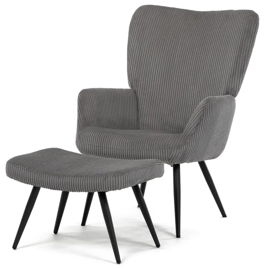 Pihenőfotel lábtartóval L7285 GREY6, szürke