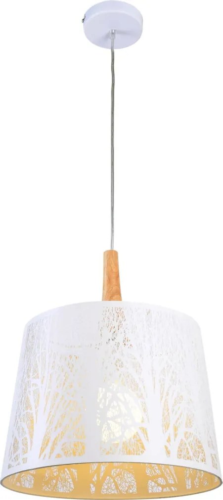 MAYTONI MOD029-PL-01-W LATNERN Ernyős Függesztett Lámpa Fehér, Világos Fa E27 IP20