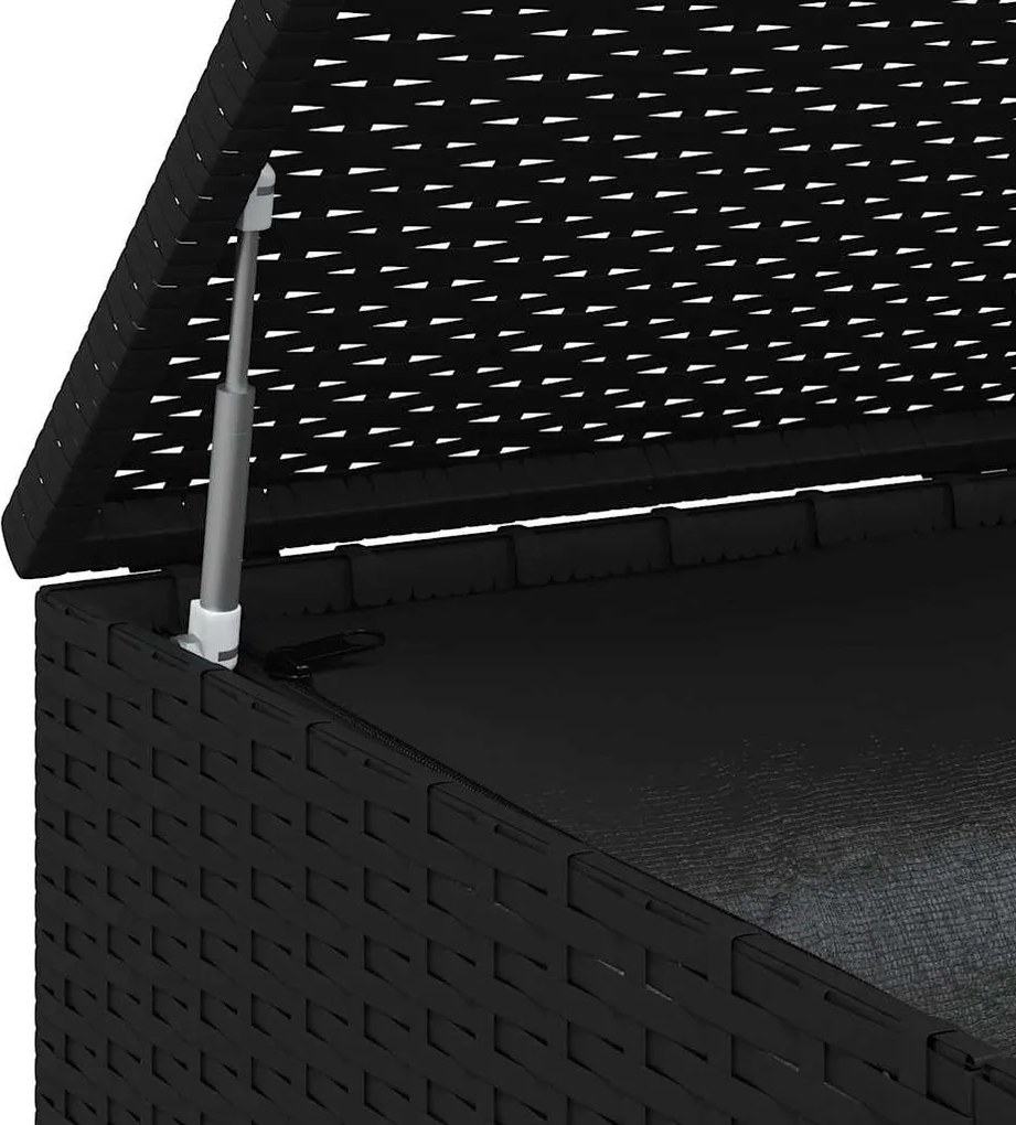 Fekete Polyrattan Kerti Párnatartó Doboz 100 X 49 X 103,5 Cm