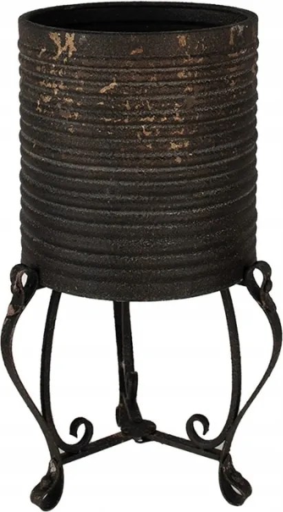 Fekete-arany virágtartó fedél dekoratív lábakon 29x53 cm