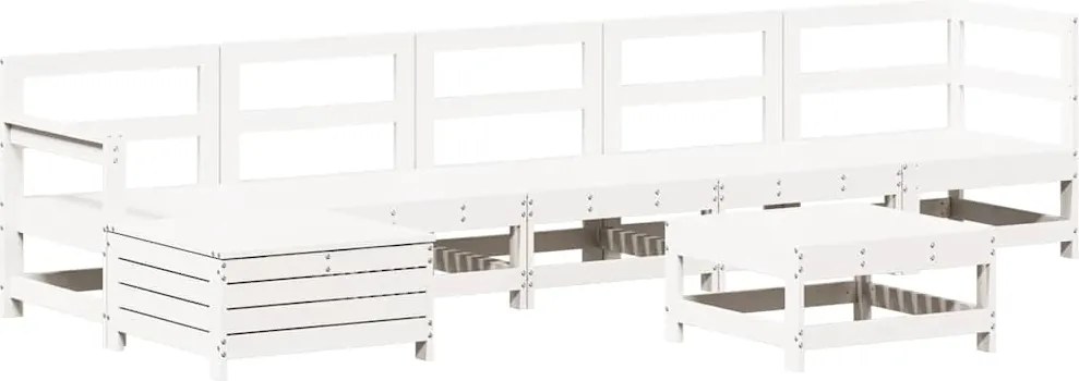 vidaXL 7 részes fehér tömör fenyőfa kerti ülőgarnitúra