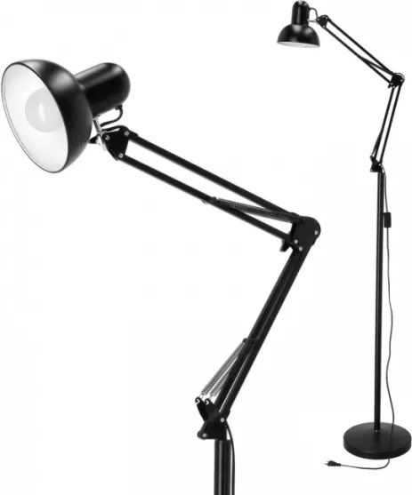 Rugalmas állólámpa AURIQ 1xE27/60W/230V 184 cm fekete