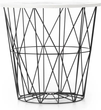 Kávésasztal HARISSA 41x42 cm fekete/fehér márvány dekoráció