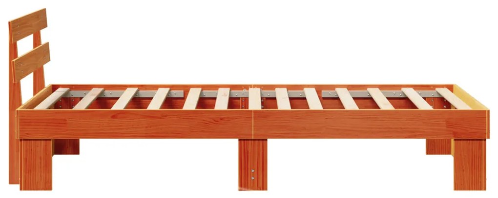 Ágykeret Fejtámlával Gyantázott barna 90x200 cm Tömör Fa Fenyő