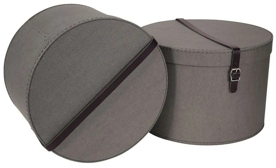 Szürke fedeles karton tárolódoboz szett 2 db-os ø 37,5x25,5 cm Rut Canvas Paper Laminate – Bigso