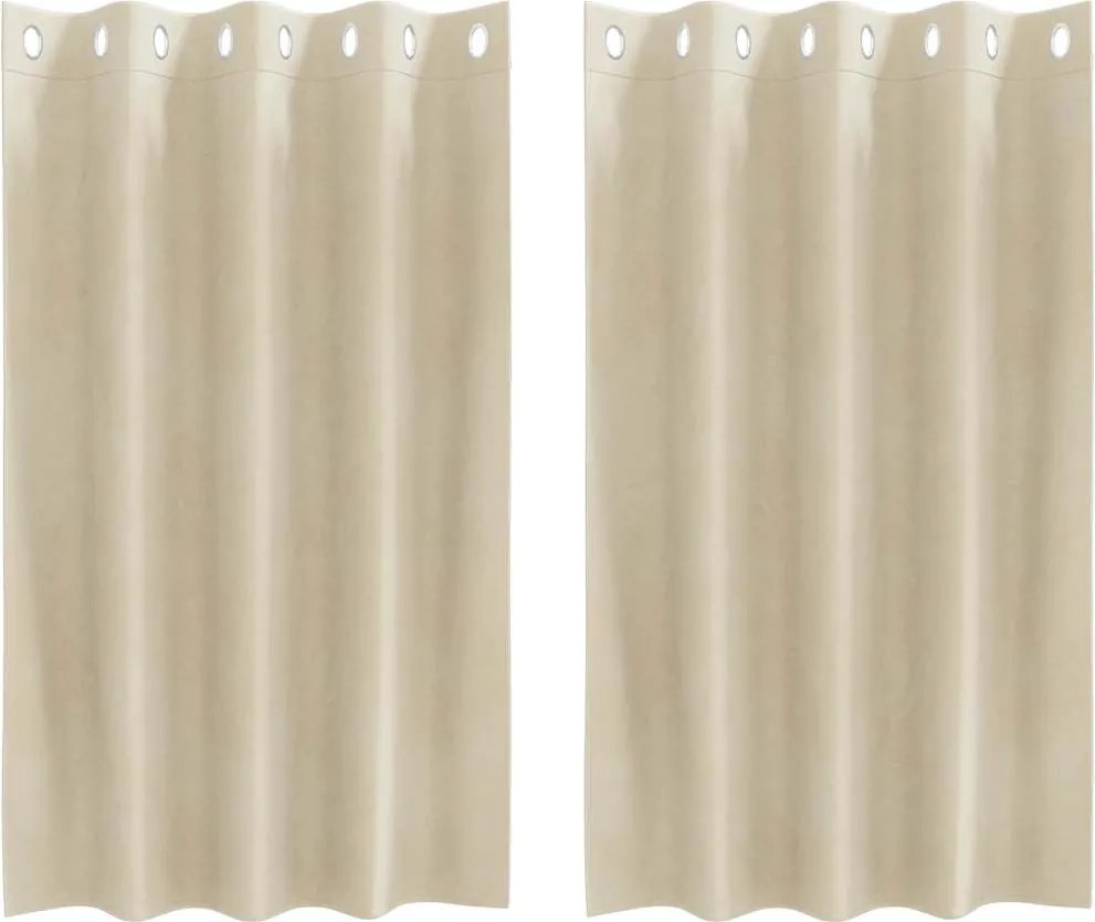 vidaXL Sötétítő függönyök 2 pcs Krém 140 x 140 cm Bársony