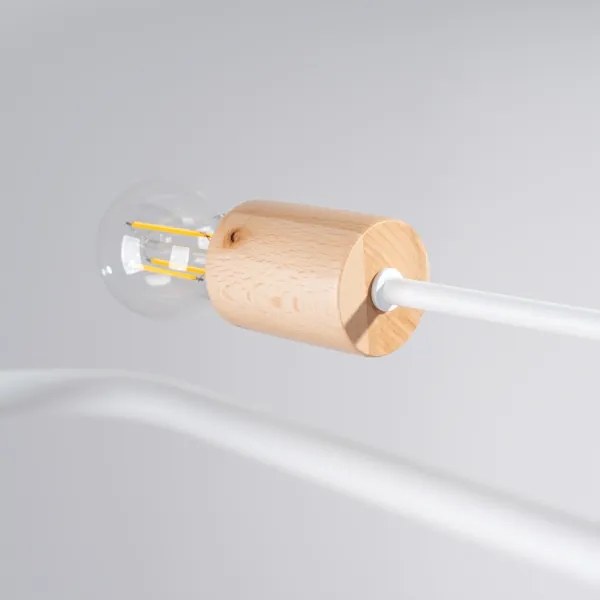 Sollux SL.1665 - Felületre szerelhető csillár TIMBO 4xE27/15W/230V fehér/bézs/bükkfa