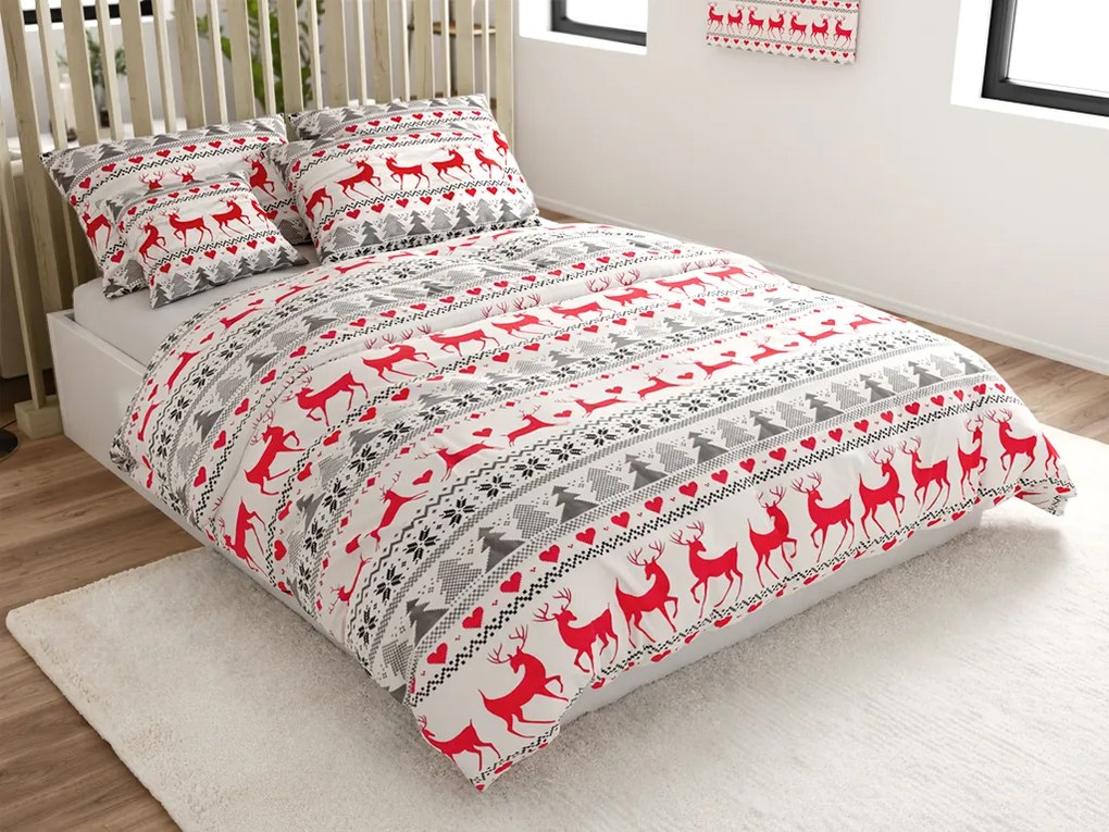 Flanel ágynemű DEER DREAMS fehér Ágyneműhuzat mérete: 70 x 90 cm | 140 x 220 cm