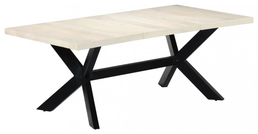 fehér tömör mangófa étkezőasztal 200 x 100 x 75 cm