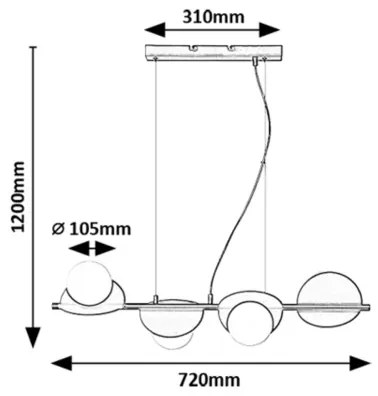 Rabalux 72225 - Csillár zsinóron JULES 4xG9/5W/230V