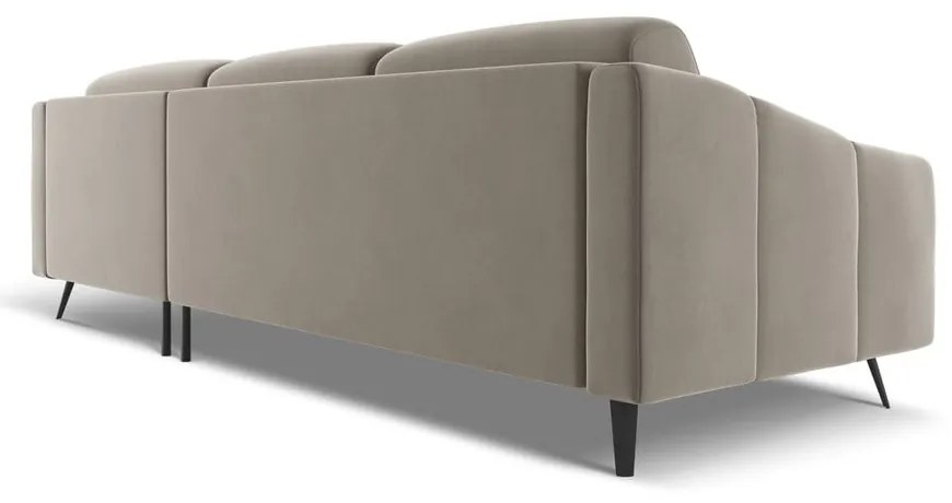 Bézs bársony sarokkanapé (jobb oldali) Nalu – Makamii