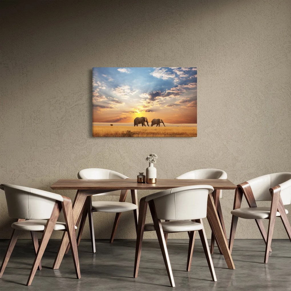 Kép - Elefántok a szavannán (90x60 cm)