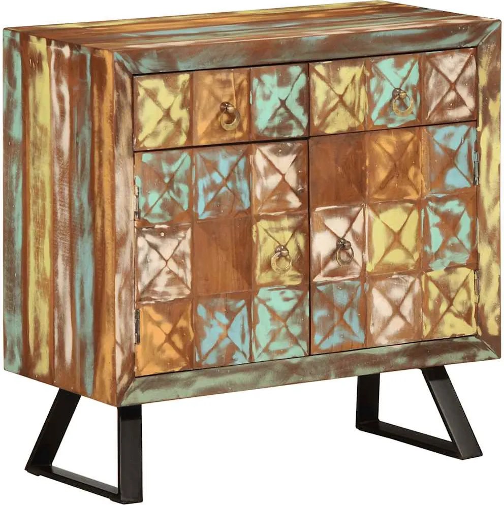 vidaXL többszínű tömör újrahasznosított fa fiókos szekrény 70x35x70 cm