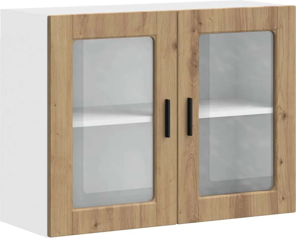 vidaXL konyhai fali szekrény üvegajtóval "Porto" Artisan Oak