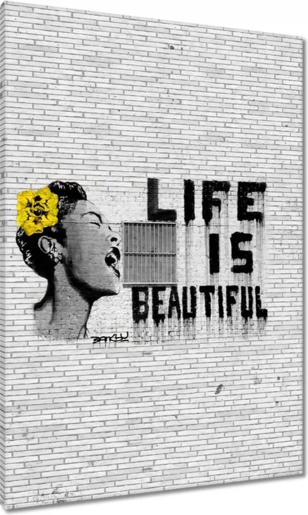 Festmények 70x100 Banksy Life is beautiful