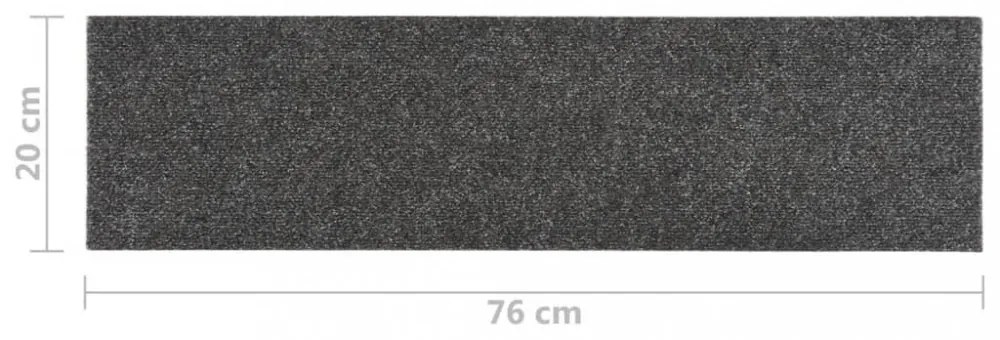 15 db antracit négyszögletes öntapadó lépcsőszőnyeg 76 x 20 cm