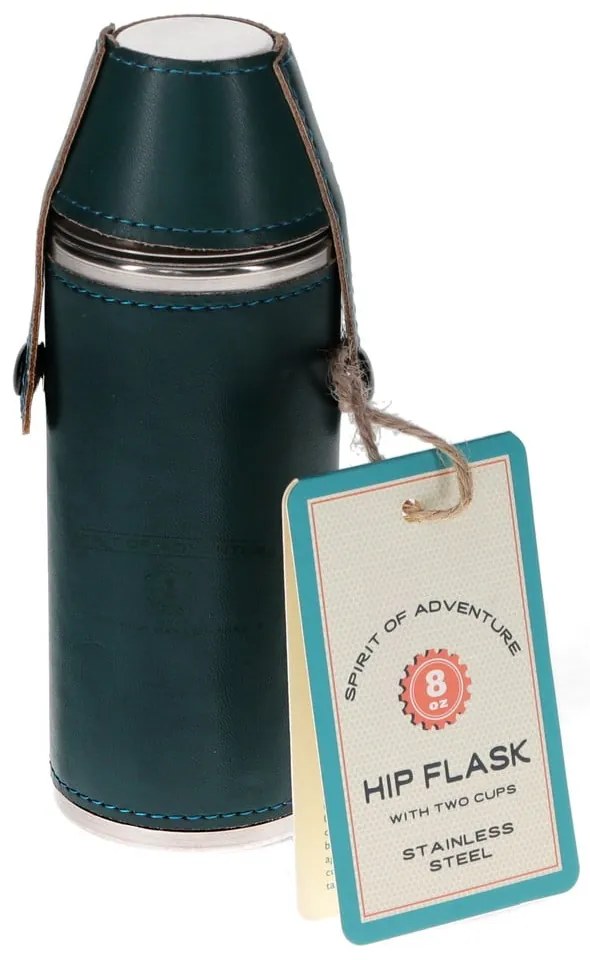 Sötétkék rozsdamentes acél laposüveg és röviditalos pohár készlet 3 db-os 220 ml Spirit of Adventure – Rex London