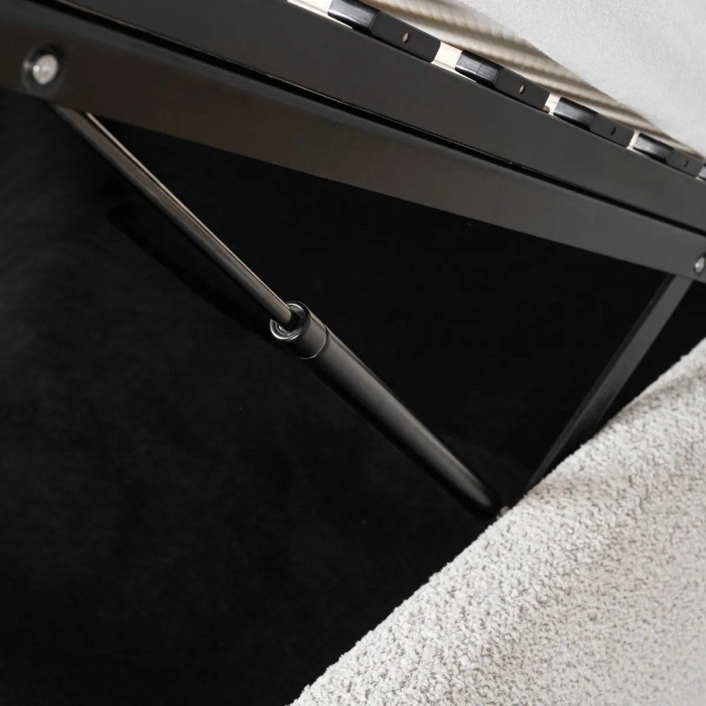 Szürke Bouclé Franciaágy Ágyneműtartóval. 160x200 HAGA