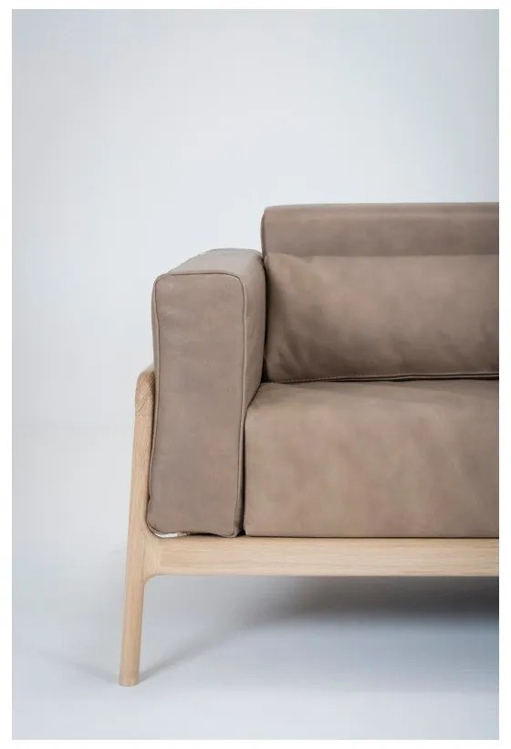 Fawn világosbarna kanapé bivalybőrből, tömör tölgyfa szerkezettel, 210 cm - Gazzda