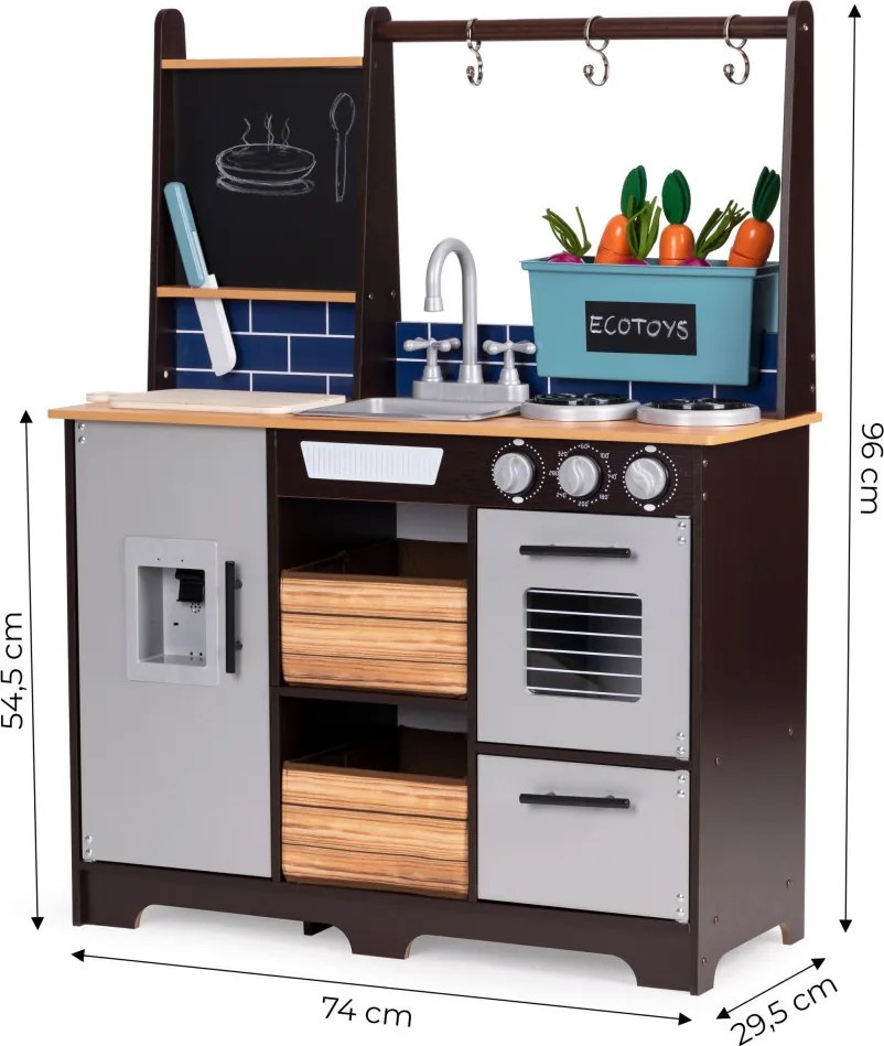 Fából készült konyha gyerekeknek veteményeskerttel és kiegészítőkkel