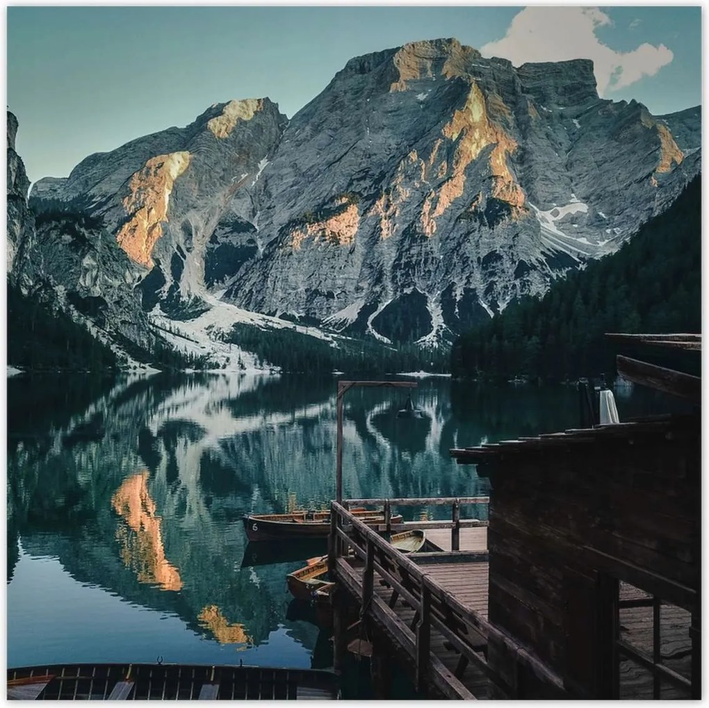 Poszterek 140x140 Fa házikó a hegyekben