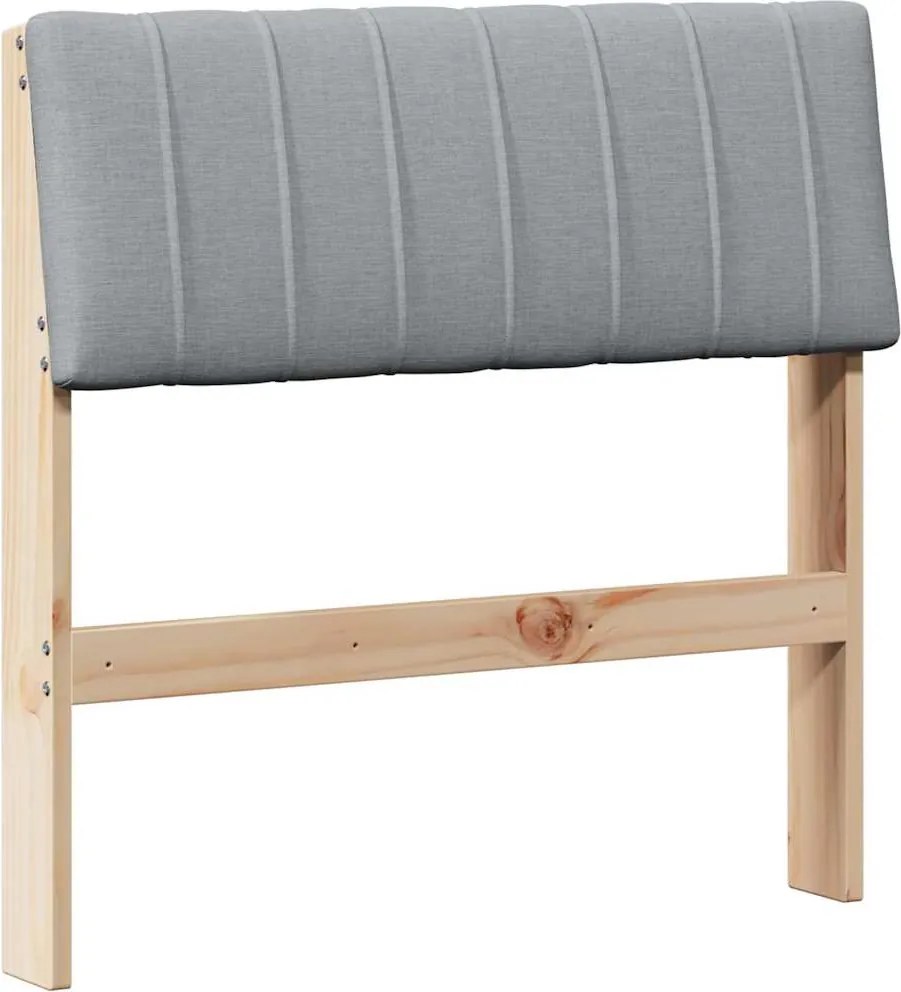 vidaXL Kárpitozott fejtámla Világosszürke 80 cm Tömör fenyőfa