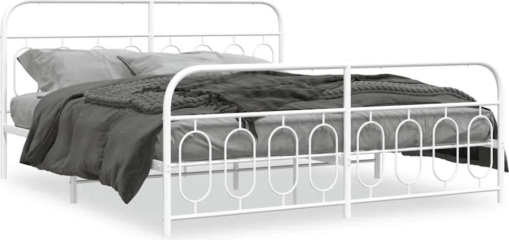 vidaXL fehér fém ágykeret fej- és lábtámlával 183 x 213 cm