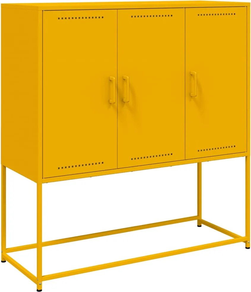 vidaXL mustársárga acél magasszekrény 100,5 x 39 x 107 cm
