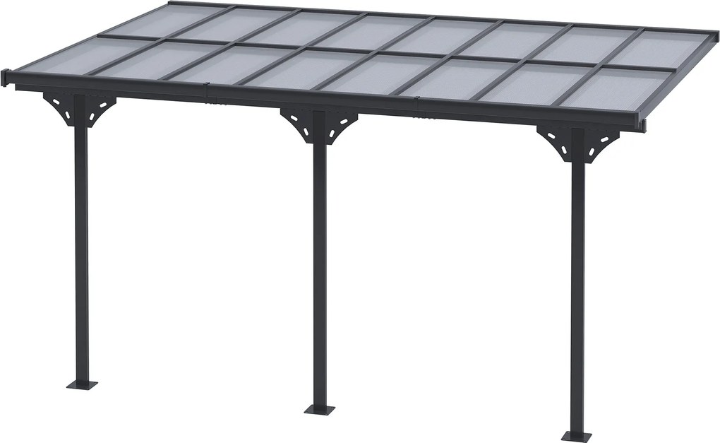 Outsunny Pergola Pavilon 4 x 3 m Kerti Napernyő Állítható Magasságú Teraszborító Alumínium Szürke | Aosom