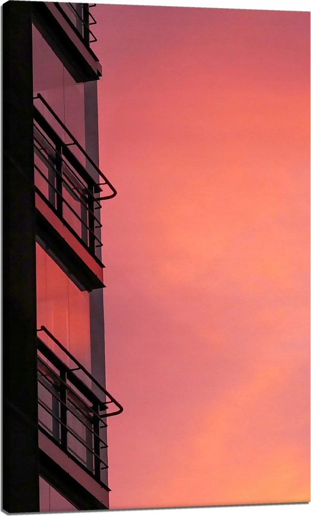Vászonkép Rózsaszín égbolt Naplemente épület 60x100