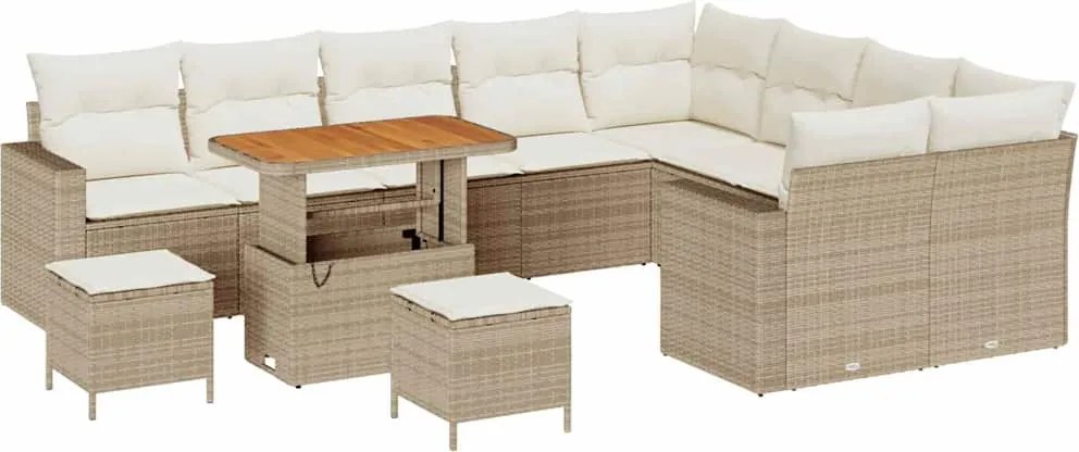 vidaXL Kerti Kanapé Szett 12 pcs Bézs polirattan