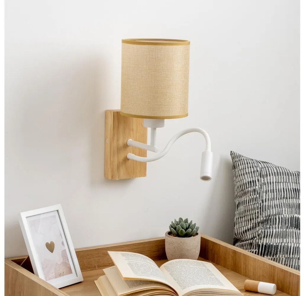 Brilagi - LED Fali lámpa NUBILA WOOD 1xE27/25W/230V +LED/3W tölgy/világosbarna