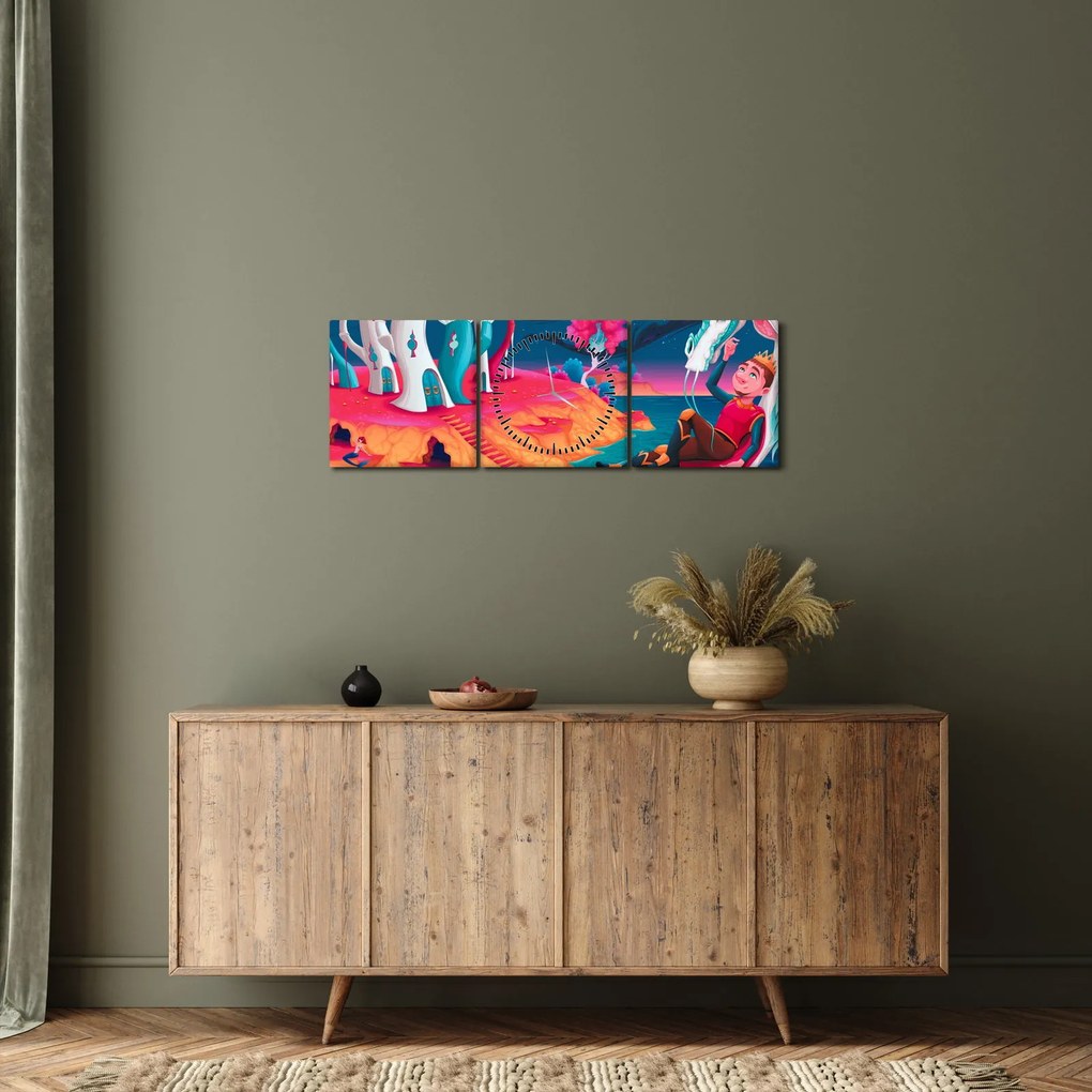 Kép - a herceg és a sárkány hercegnő (órával) (90x30 cm)
