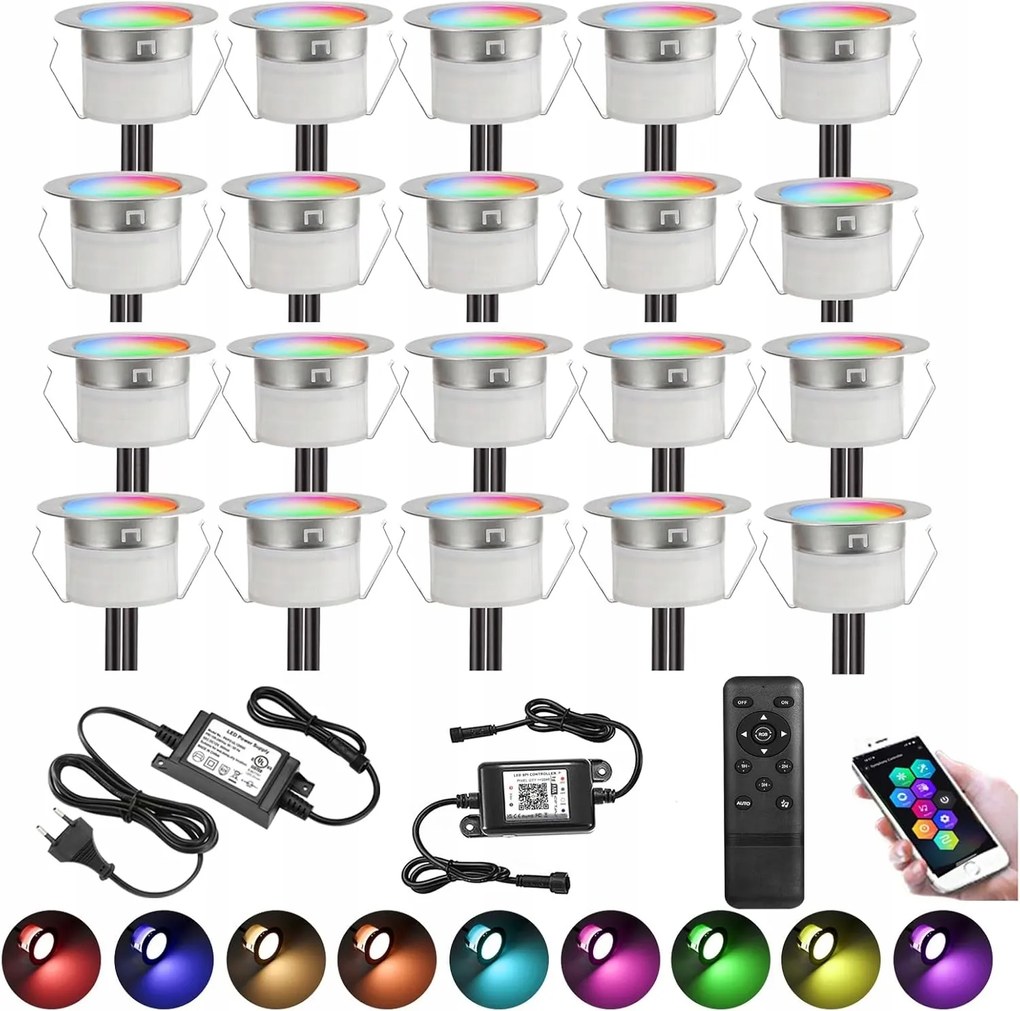 Rgbic Led padlólámpa 20 db WiFi 31 mm IP67 Pixel