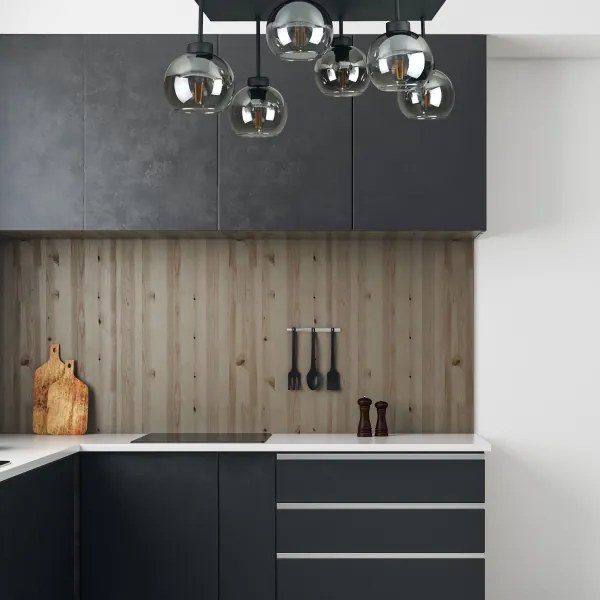 Felületre szerelhető csillár  NESSA 6xE27/60W/230V fekete/füstös fekete