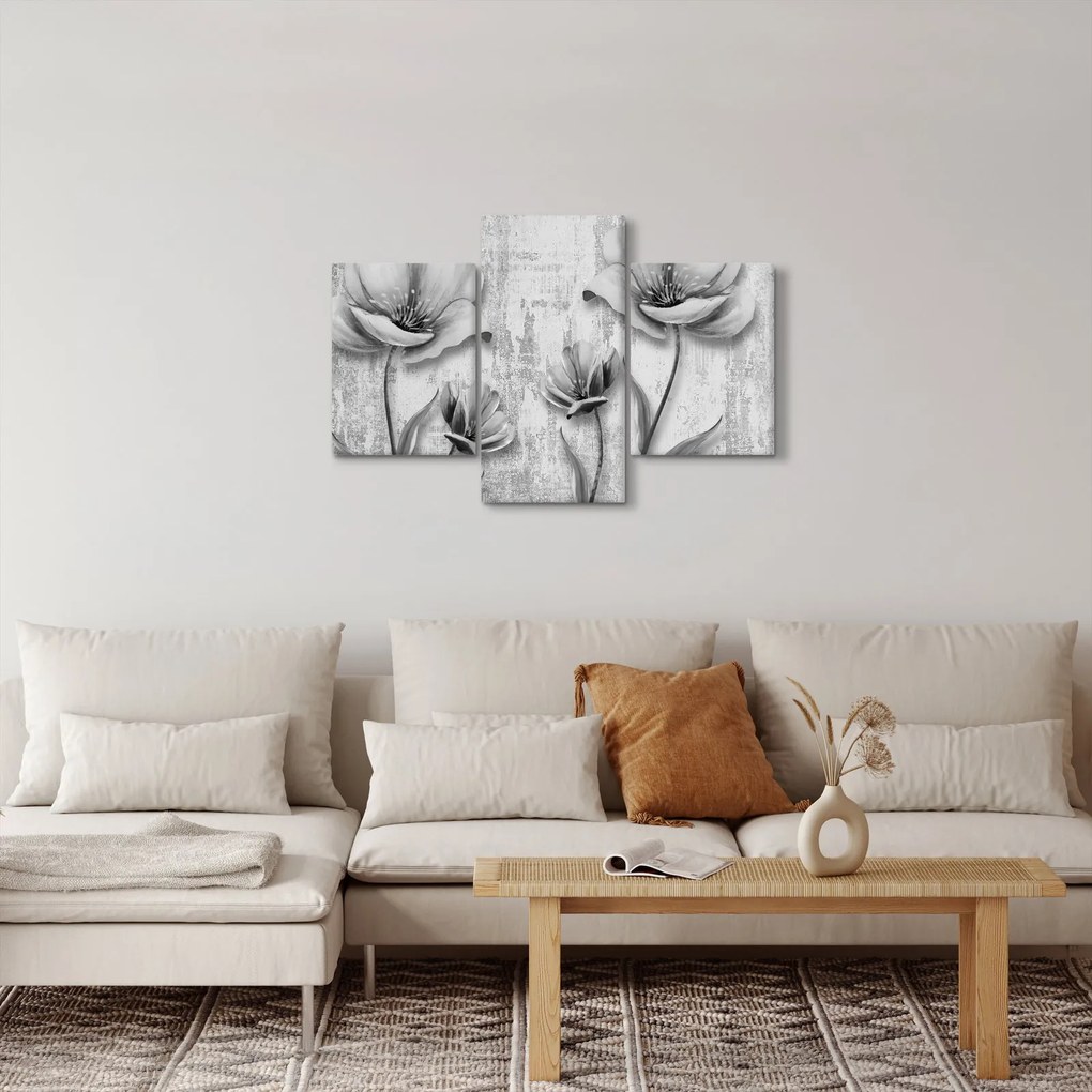 Kép - Fekete-fehér virágok a háttérben (90x60 cm)