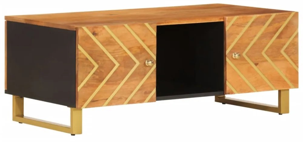 barna és fekete tömör mangófa dohányzóasztal 100 x 54 x 40 cm