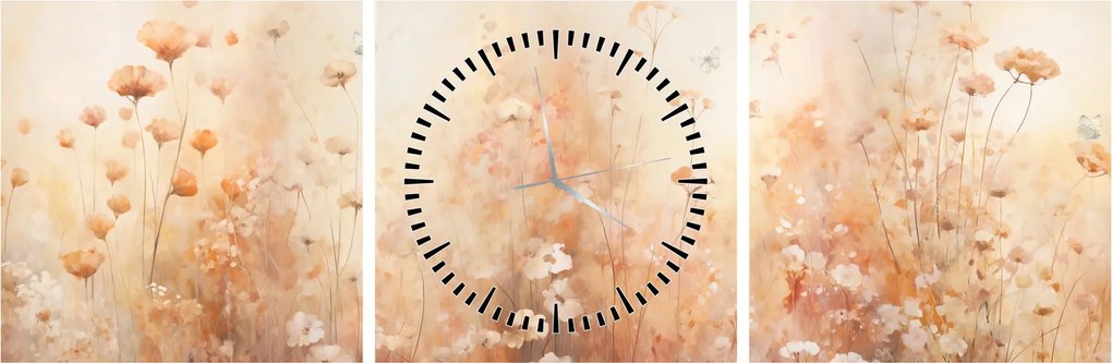 Kép - Vadvirágok mintája (órával) (90x30 cm)