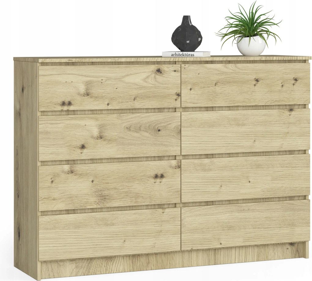Komód szekrény K140 8 fiókos tölgy artisan Akd