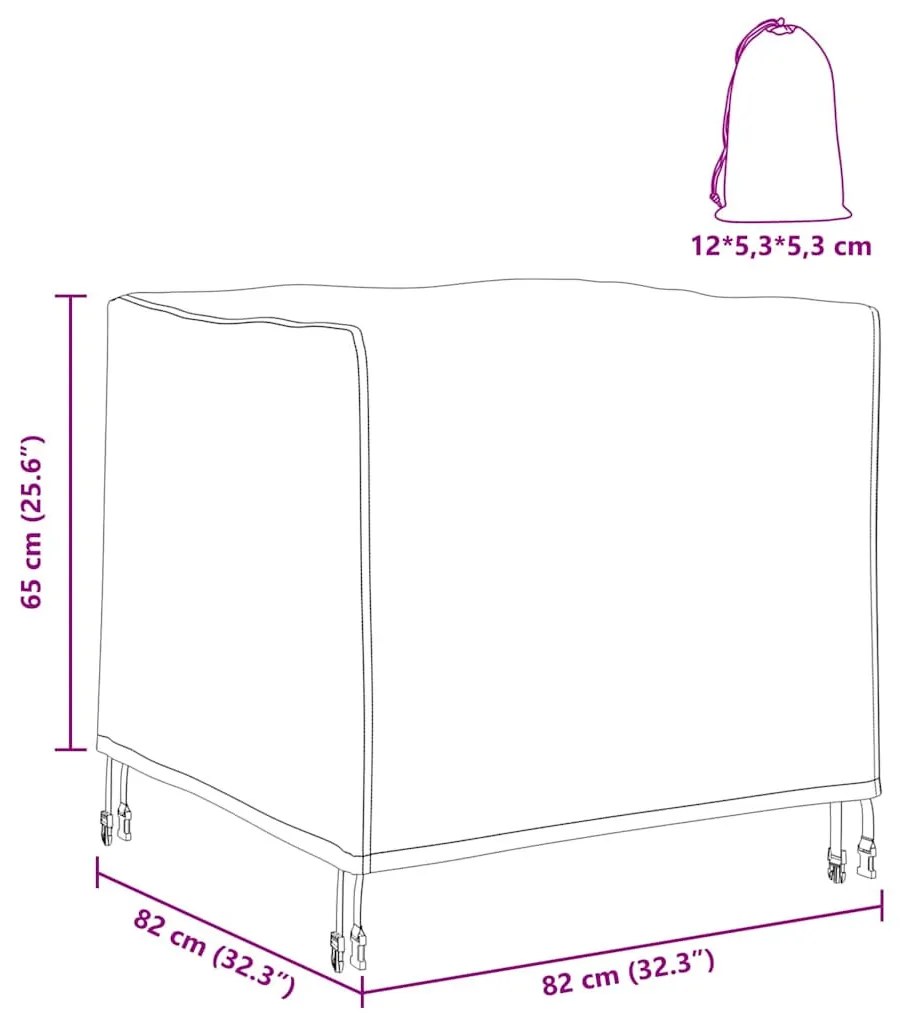 Kültéri bútorhuzat Fekete 82 x 82 x 65 cm 420D Oxford Szövet