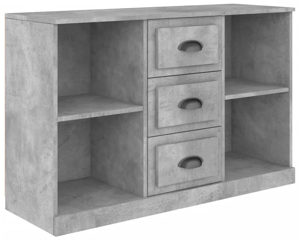 betonszürke szerelt fa tálalószekrény 104,5 x 35,5 x 67,5 cm