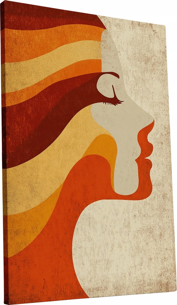 Vászonkép Retro Nő a 70-es évek stílusában otthon nappali 60x90
