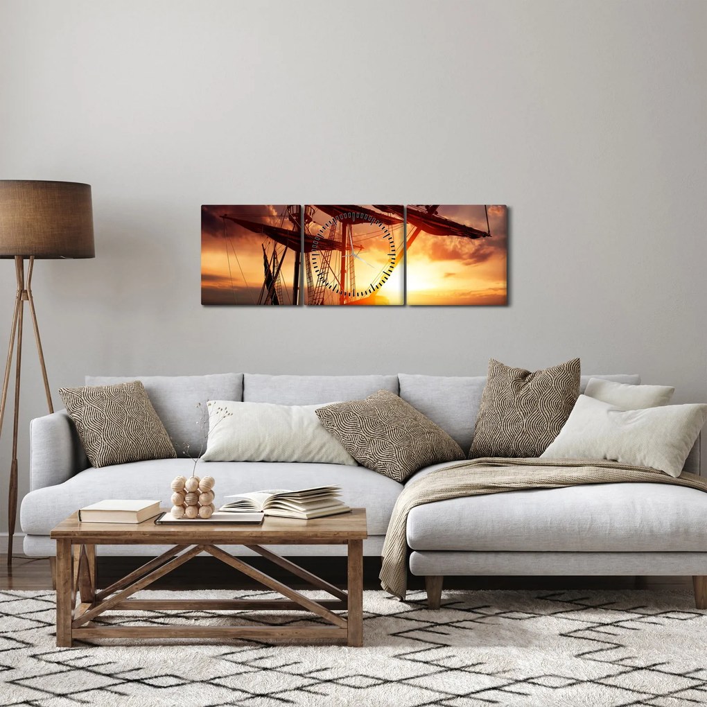 Kép - Ősi kalózhajó (órával) (90x30 cm)