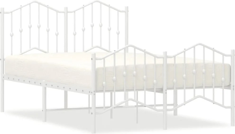 vidaXL fehér fém ágykeret fej- és lábtámlával 120 x 190 cm