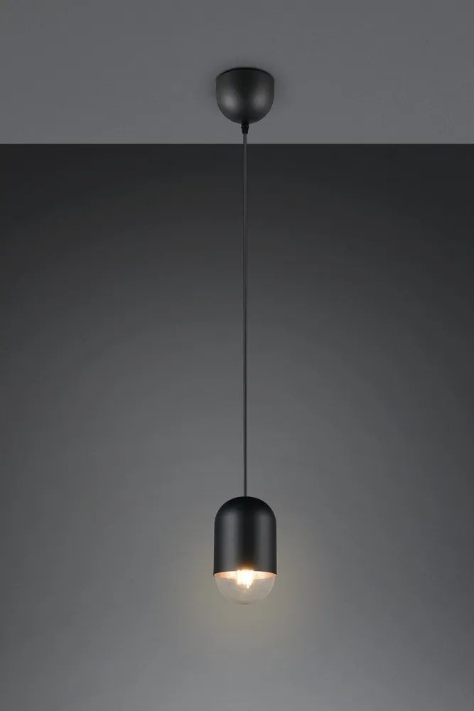 Fekete fém függőlámpa ø 11 cm Nara – Reality